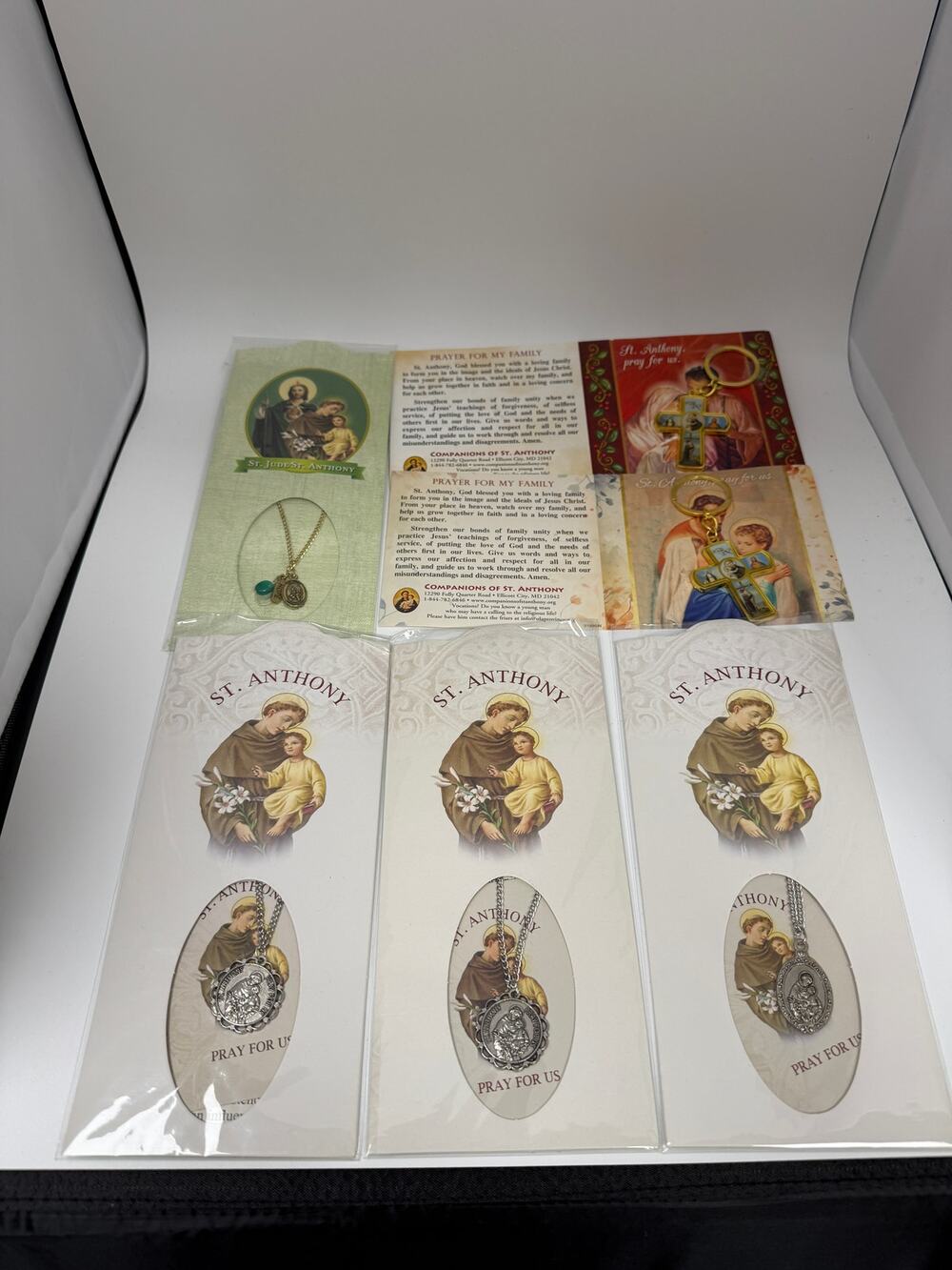 Lot 6 St Anthony St Jude Medal Necklaces Cross Keychains Franciscan Friars NEW